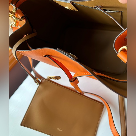 NWOT Ralph Lauren Debby Drawstring Bucket Bag Genuine Leather - Picture 7 of 8